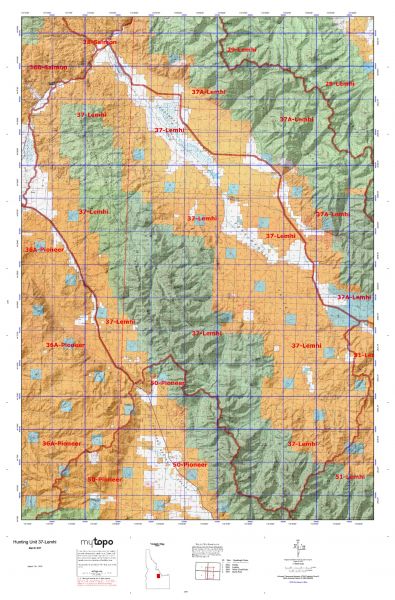 Idaho Deer Unit Map Idaho Hunting Unit 37 Lemhi Topo Maps - Huntersdomain
