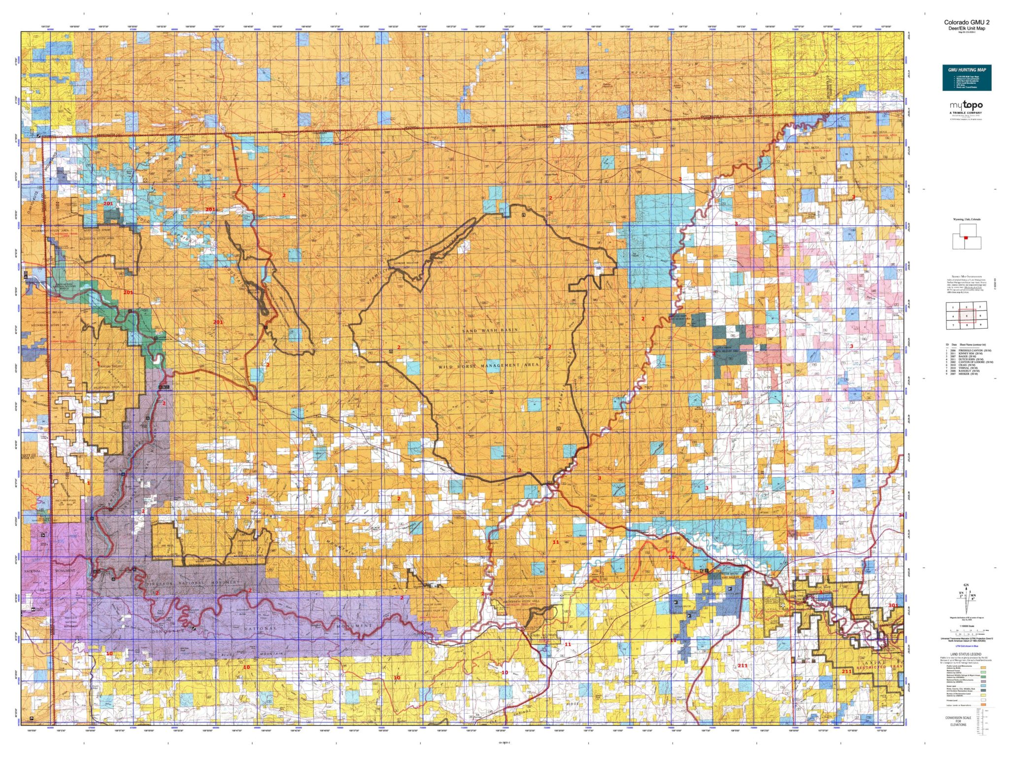 Colorado Unit 2 Topo Map | Colorado Hunting Unit Maps For Sale