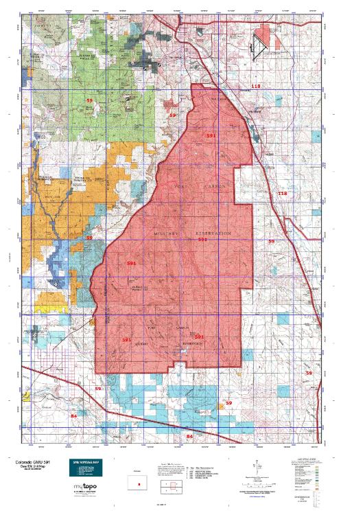 Colorado Unit 591 Topo Map | Colorado Hunting Unit Maps for Sale