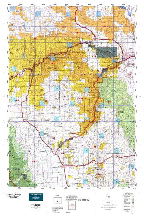 Colorado Unit 691 Topo Map | Colorado Hunting Unit Maps For Sale