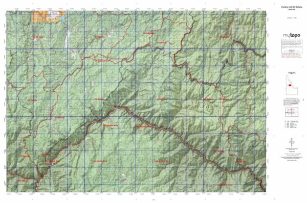 Idaho Hunting Unit 20 Selway Topo Maps