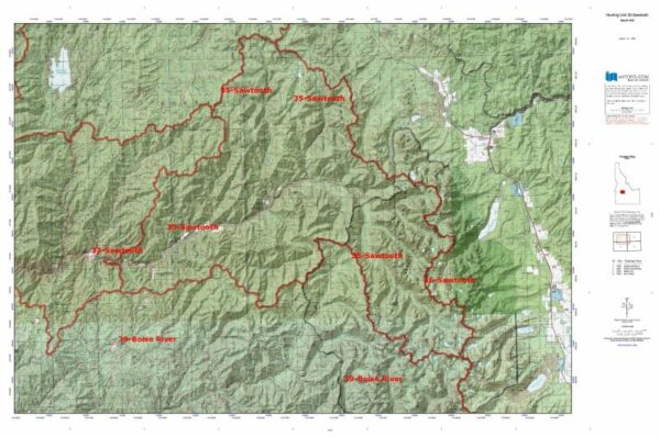 Idaho Hunting Unit 35 Sawtooth Topo Maps