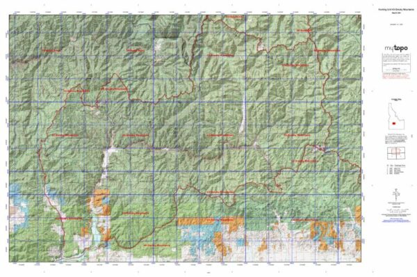 Idaho Hunting Unit 43 Smoky Mountains Topo Maps