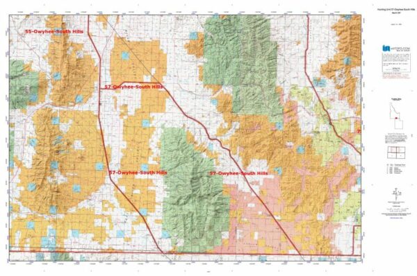 Idaho Hunting Unit 57 Owyhee-South Hills Topo Maps
